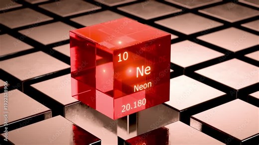 Neon is an element on the periodic table. Neon gas is an element on the periodic table. Animation of the neon gas symbol on the periodic table.