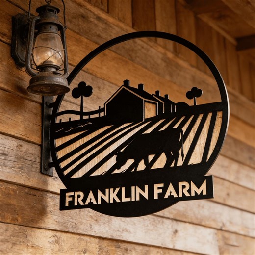 Personalized Cow Garden Sign, Custom Metal Farm Art, Father's Farm