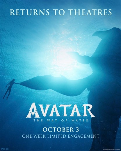 'Avatar: The Way of Water' back in movie theaters fall 2025 before 'Avatar: Fire and Ash'