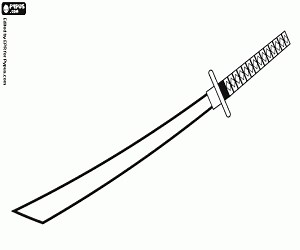 Traditional Japanese sword, Katana coloring page printable game