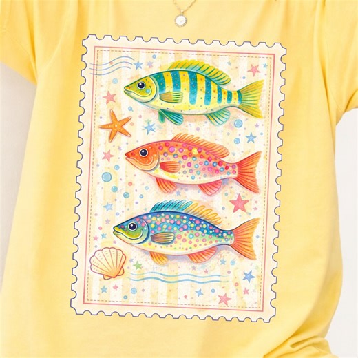 Fish Graphic PNG: Girls Fishing Png Watercolor Stamp (instant Download) - Etsy