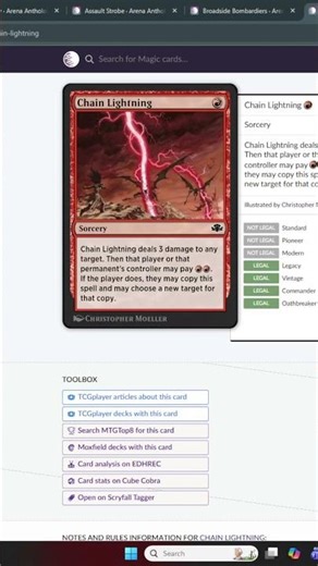 Key Arena Anthologies Cards in Brawl | Chain Lightning | #mtgbrawl #commander