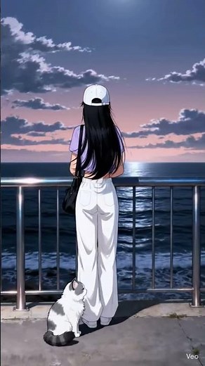 Alone With the Ocean 🌊✨ | Relaxing Anime Night Scenery