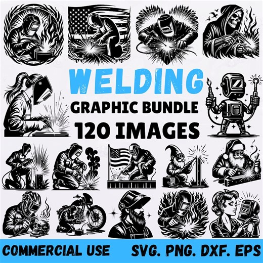 Welding Graphic Bundle SVG 120 Welder Clipart Designs for Cricut and Silhouette | Welding Helmet Torch Metalworker Vector Files - Etsy UK