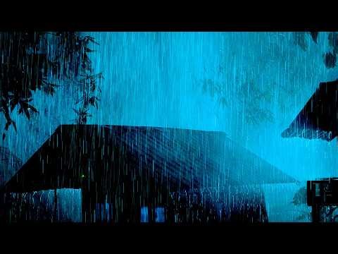 Fall Asleep Fast in 2 Minutes with Pouring Rain on Tin Roof & Powerful Thunderstorm All Night Long