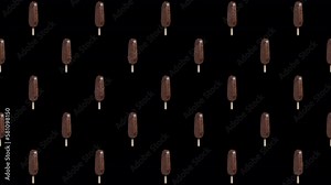 Chocolate Almonds Ice Cream Stick Bar Pattern Rotating Loop on Alpha Background