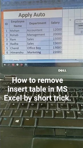 #msexcel #table. z very fHow to remove insert table in MS Exce ncc short trick.