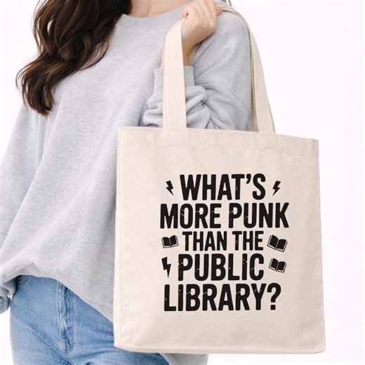 Punk Publick Library Canvas Tote Bag, Book Lover Library Reusable Bag - Etsy