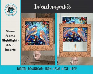 Interchangeable Vine Frame Nightlight SVG | 3.5” Insert Laser Cut File (digital Download) - Etsy