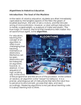 Algorithms in Robotics Education - Reading Passage and x 10 Questions