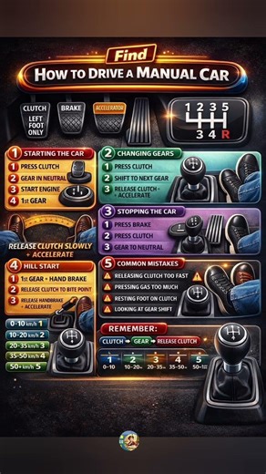 How to drive a manual car #carlearning #howtodriveamanualcar