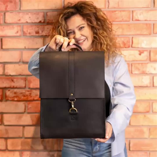 Personalized Leather Rucksack - Custom Laptop Backpack Gift for Her