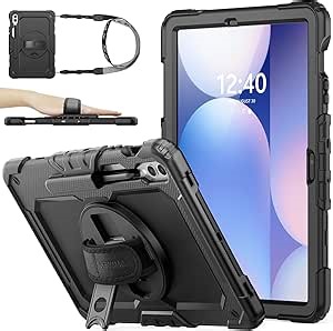 SEYMAC stock Case for Samsung Galaxy Tab S10 Plus/ S9 FE Plus/ S9 Plus 5G Tablet 12.4'' Case with Screen Protector Pencil Holder [360 Rotating Hand Strap] &Stand, Drop-Proof, Black1