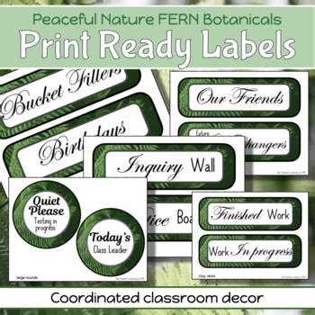 Classroom Labels | FERN Theme | Print-Ready | Coordinated Classroom Decor