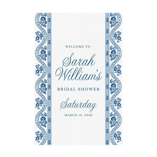 24x36 Bridal Shower Sign Printable: Editable Something Blue Floral Lace Template Corjl - Etsy