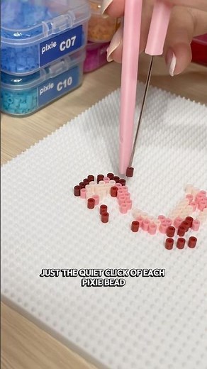 Relaxing Pixie Beads ASMR | Mini Fuse Beads Melting & Click Sounds | Soothing Pixel Art #pixelart