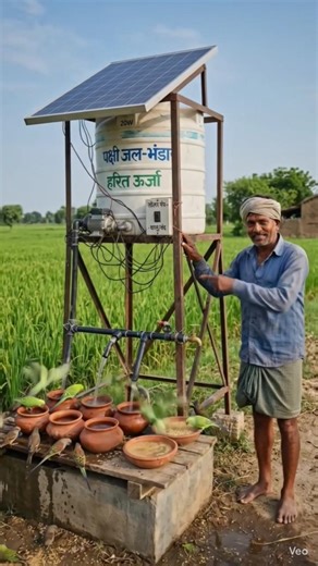 Incredible Farmer Innovation! Solar-Powered Bird Water & Feeding Machine 🐦☀️ #ecoeye #desijugaad