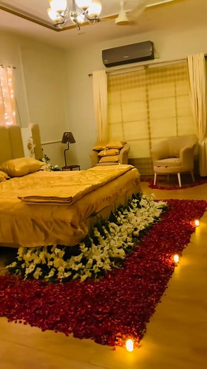 ✨ Wedding Room Decoration ✨ A romantic setup filled with love and elegance! 🌹💍 Soft lighting, fresh red roses, heart-shaped balloons, and scented candles create a dreamy atmosphere for the newlyweds. 💕 Every corner speaks of love, happiness, and new beginnings. Perfect for capturing beautiful memories that last forever! 🌸 #WeddingRoomDecor #WeddingVibes #NewlyMarriedCouple #RomanticSetup #SaqibDecor #WeddingCeremony #RoomDecoration #LoveInTheAir | Saqib Flowers SᕼOp wedding planner okara