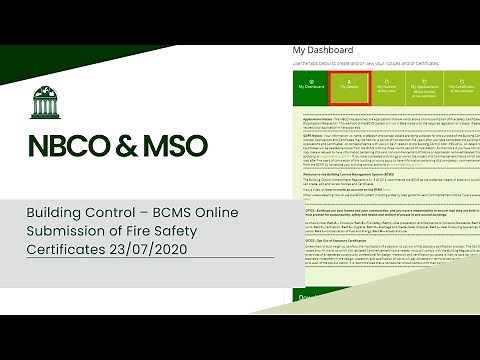 Building Control – BCMS Online Submission of Fire Safety Certificates 23/07/2020