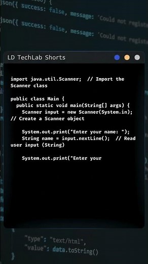 Learn Java SCANNER in less than a minute! | LDTechLab Shorts #coding #shorts #programming