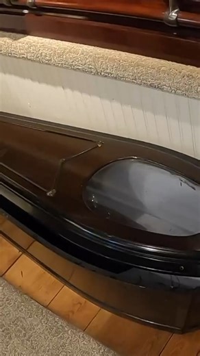 The casket is still bolted to its original shipping base, the same crate used to transport it by railcar. A funeral director found the sealed crate in an attic (Illinois/Indiana) and brought it in; it’s still in amazing condition for its age #historyseekers #hiddenhistory #antiquefinds | History Seekers