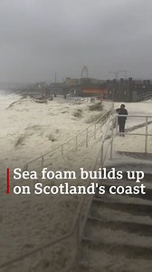 Watch as Storm Babet covers parts of Scotland's east coast in sea foam Live updates ➡️ bbc.in/490AySK | BBC Scotland News