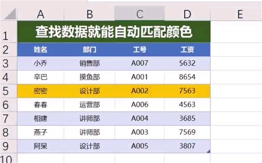 查找数据就能自动匹配颜色，一眼就能找到我们的数据在哪里！这个技能你必须要会噢！