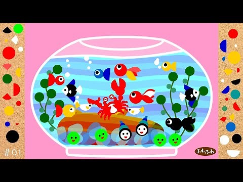 丸シールアート(CG)【#01】 金魚 熱帯魚 fuwafuwa Play with stickers(CG). kingyo. Aquarium. stickers art.