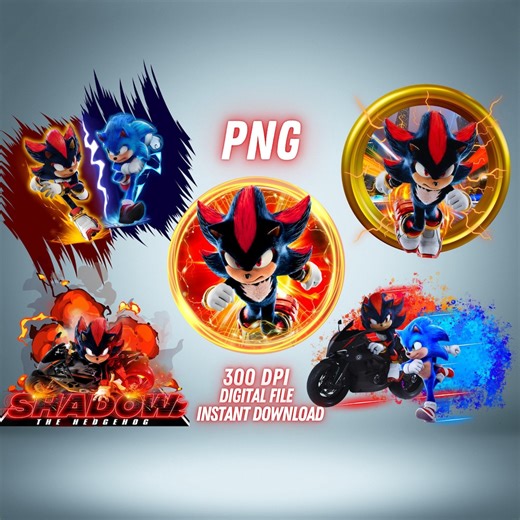 Shadow PNG Sonic the Hedgehog Movie Bundle Clipart Pack Video Game Digital Download - Etsy