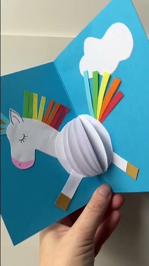 Easy pop up card unicorn https://www.redtedart.com/3d-unicorn-card-diy/