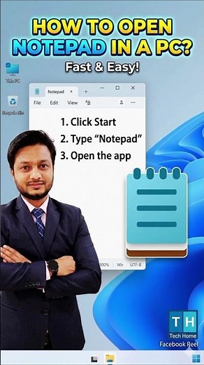 ✔ How To Open Notepad in a PC? 🤔🤔 #notepad #computer #pctips #shortsfeed #techhome