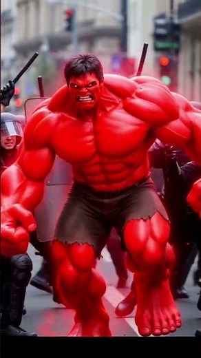 Hulk vs Police – Red Hulk Awakens 🔥 #hulk #marvel #viral