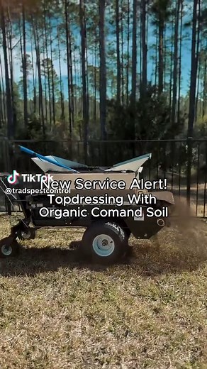 Unlock your lawn's potential with our NEW topdressing service using organic Command soil! 🌱 Watch as we push the spreaders to enrich your soil with vital microbes and organic matter. 👉 The perks? Healthier turf, reduced watering needs, better drought resistance, fixed poor soil from new builds, thatch correction, and less compaction. 💚 Perfect for Jacksonville homes! Ready for lush, resilient grass? Call us now! 📞 904-733-7488 #TradsPestControl #JacksonvilleFL #Topdressing #LawnCare #Organic