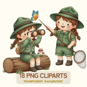 Forest Ranger Kids PNG • 18 Digital Clipart Files • Transparent Background