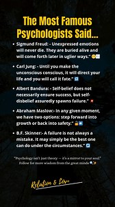 These legendary psychologists didn’t just study the mind — they understood the human struggle. Which quote hit you the hardest? Drop the number below 👇 Tag a deep thinker in your circle 🧠🖤 #PsychologyQuotes #Freud #CarlJung #Maslow #EmotionalWisdom #MindPower #FacebookReels #PsychFacts | Relation & Love Fact