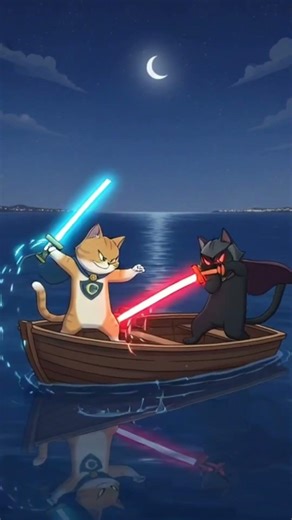 The hero cat 😇 VS The villain cat 👿