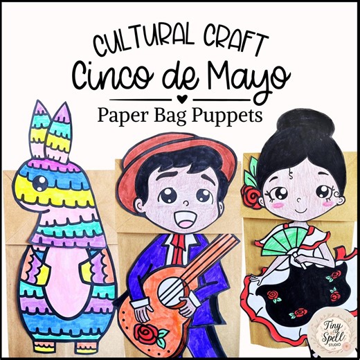 Cinco De Mayo Paper Bag Puppet Craft - Niños, Donkey, Piñata (PDF Templates) - Etsy