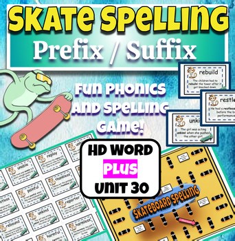 Prefixes & Suffixes Spelling and Phonics Skate Game Activity HD Word Plus 30