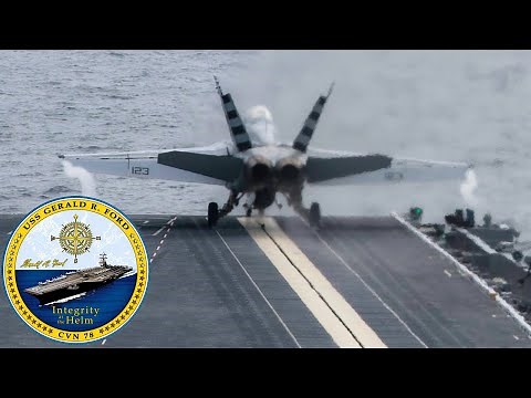 Electromagnetic catapult in action on the aircraft carrier USS Gerald R. Ford (CVN-78)