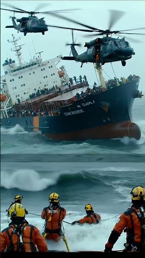 Sinking Ship Rescue by Army Helicopter | Real Ocean Disaster in 4K