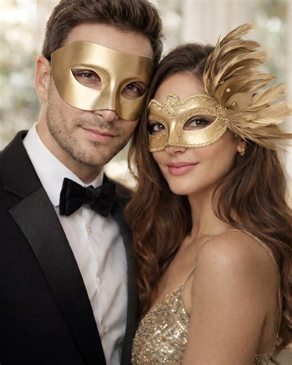Couple's Masquerade Masks - Soft Gold Mardi Gras Masquerade Mask Side Swept Feathers - Etsy
