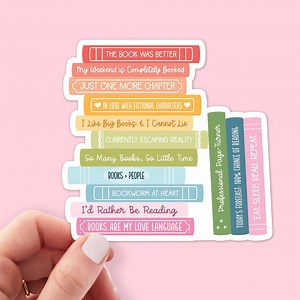 Book Stack Sticker, Bookish Sticker, Kindle Decal, Gifts for Book Lovers, Laptop Decal, Waterproof, Book Puns, Book Quotes, Book Club Gift - Etsy