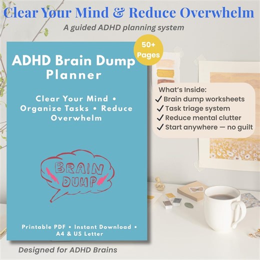 ADHD Brain Dump Planner Printable | Executive Function Planner | ADHD Planner Pdf, Task Organizer, Productivity Planner, A4 US Letter - Etsy Australia