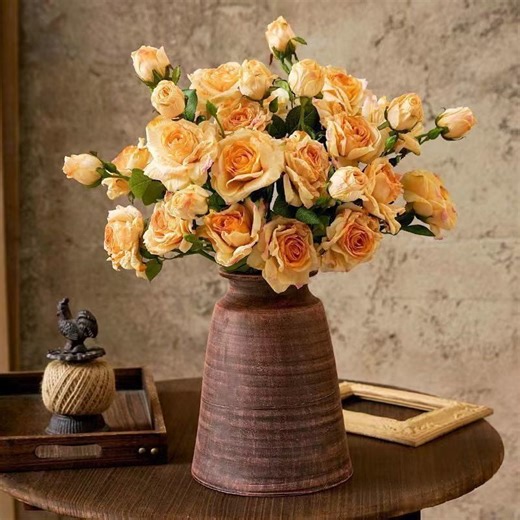 2 Bundles3 heads of Artificial Autumn Flowers, Realistic Imitation Rose Bouquet Fall Fake Flowers for Home Outdoor Garden Autumn, Fall Home Decoration