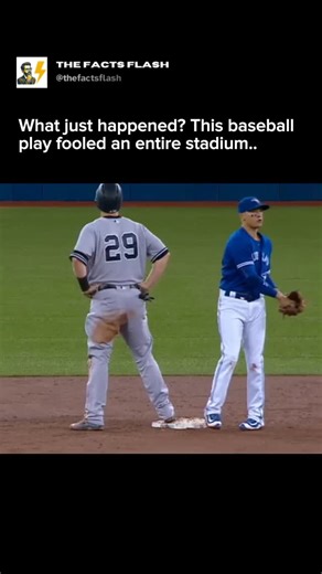 The Facts Flash on Instagram: "Ryan Goins pulled off one of the smartest hidden-ball tricks in baseball history while playing for the Toronto Blue Jays. After a routine play, Goins casually kept the ball while the runner stepped off the base, completely unaware of what was about to happen. With perfect timing and calm body language, Goins tagged the runner out — turning a normal moment into a highlight-reel display of baseball IQ. Hidden-ball tricks are rare because they require awareness, decep