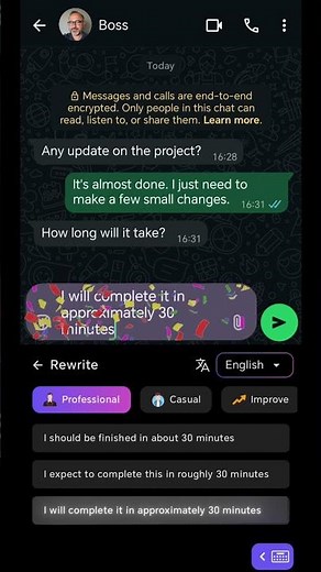 Turn Simple Text Into Professional Message💼 #shorts #professional #ai #chat #grammer #keyboard