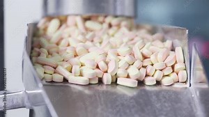 bulk tablet making process in a pharma factory. Pharmaceutical manufacturing tablet pill production line. medicine drug tablets capsule on medical equipment. collection pharma making process.