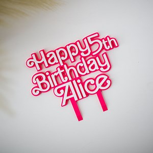 3D Printed Custom Birthday Cake Topper: Pink Fashion Font - Etsy