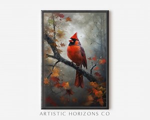 Cardinal Bird Fall Wall Art Nature Poster Print Bird Artwork - Etsy