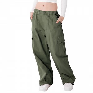 Rolanko Girls Cargo Pants Wide Leg Streetwear Kids Pants with Pockets Trendy Jogger Trousers